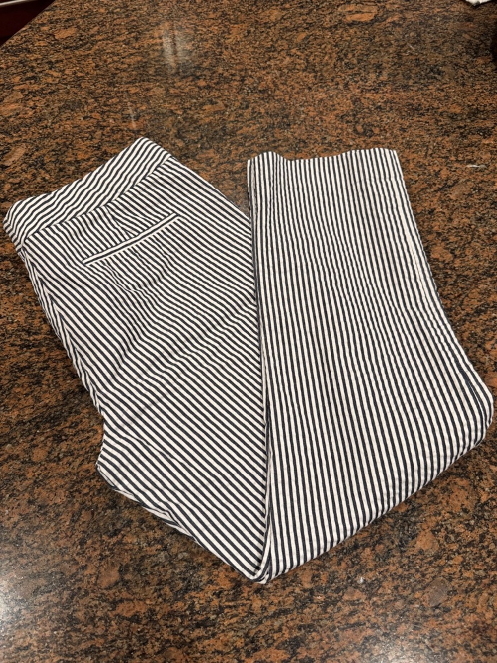 J Crew Navy and White Seersucker pants. Sz 4
